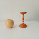 Vintage turned wooden candle holder