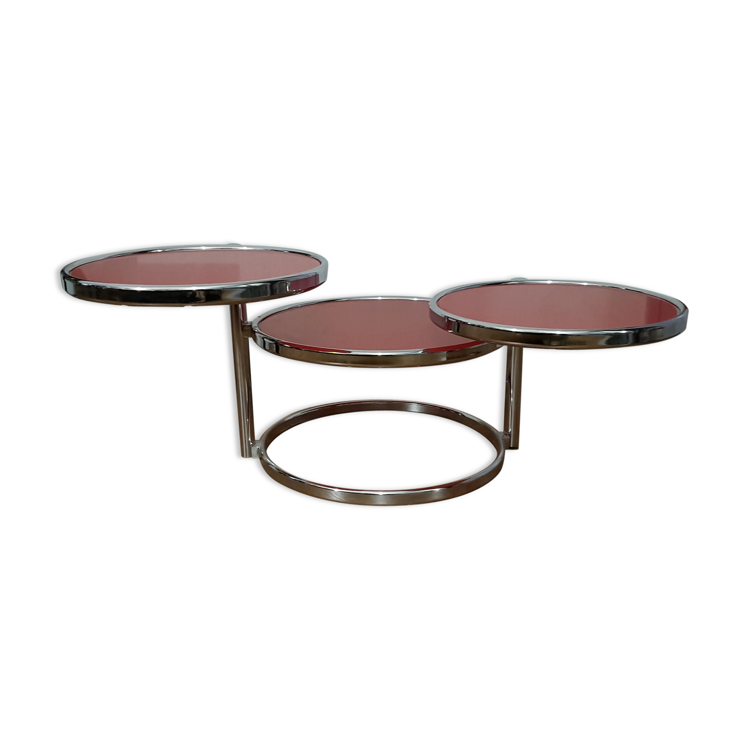 Chrome coffee table 3 swivel trays