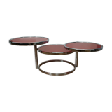 Chrome coffee table 3 swivel trays
