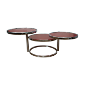 Chrome coffee table 3 swivel trays