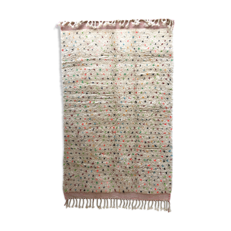 Moroccan Berber carpet Beni Ouarain ecru with colorful polka dots 2.47x1.55m