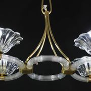 Extraordinary Art Deco Murano Glass and Bronze Chandelier by Barovier&Toso, 1950