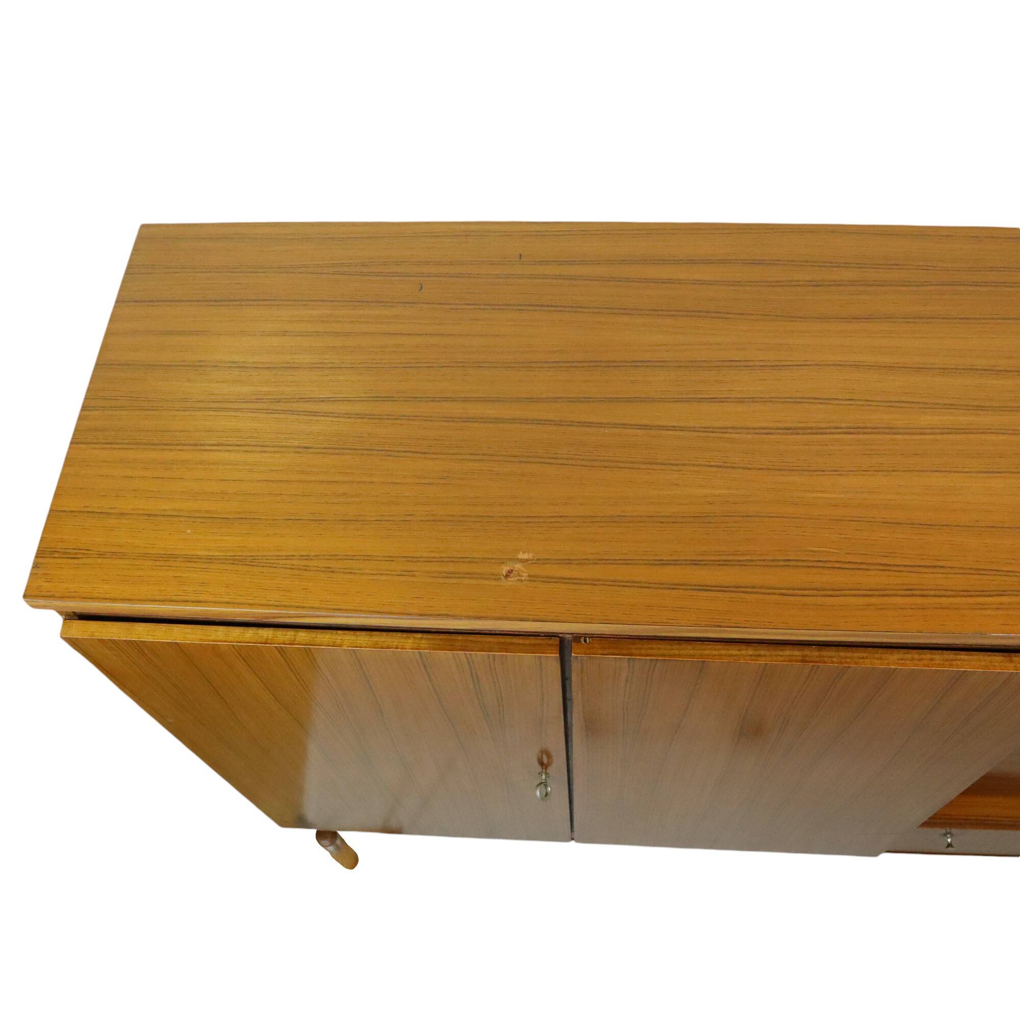 Vintage Mid Century Highboard Cabinet Drawer and Doors Teak Veneer 200cm