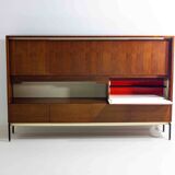 Minimalist backlit highboard in teak, Belgium 1960s