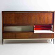 Minimalist backlit highboard in teak, Belgium 1960s