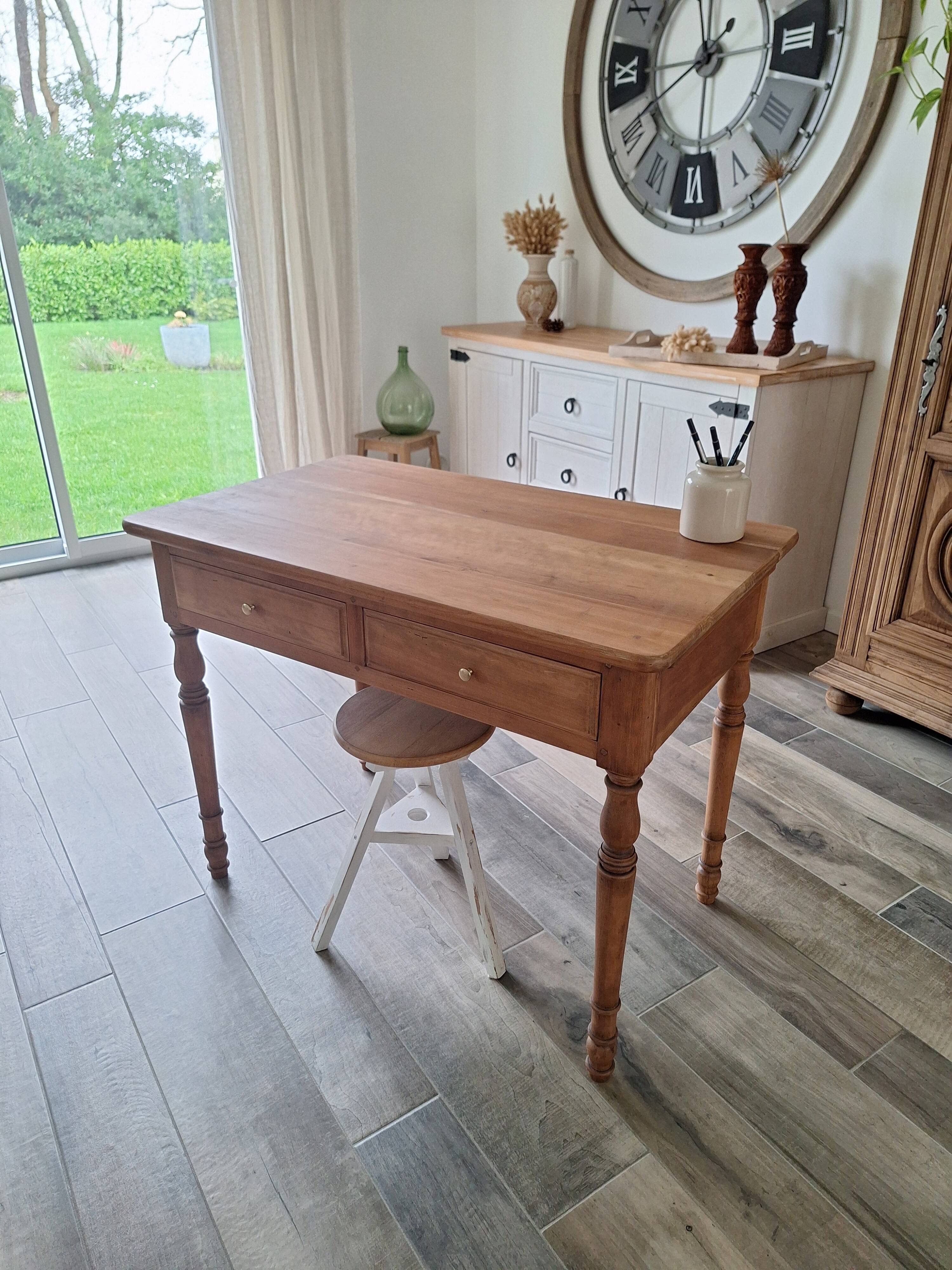 Vintage solid wood desk with extensions.