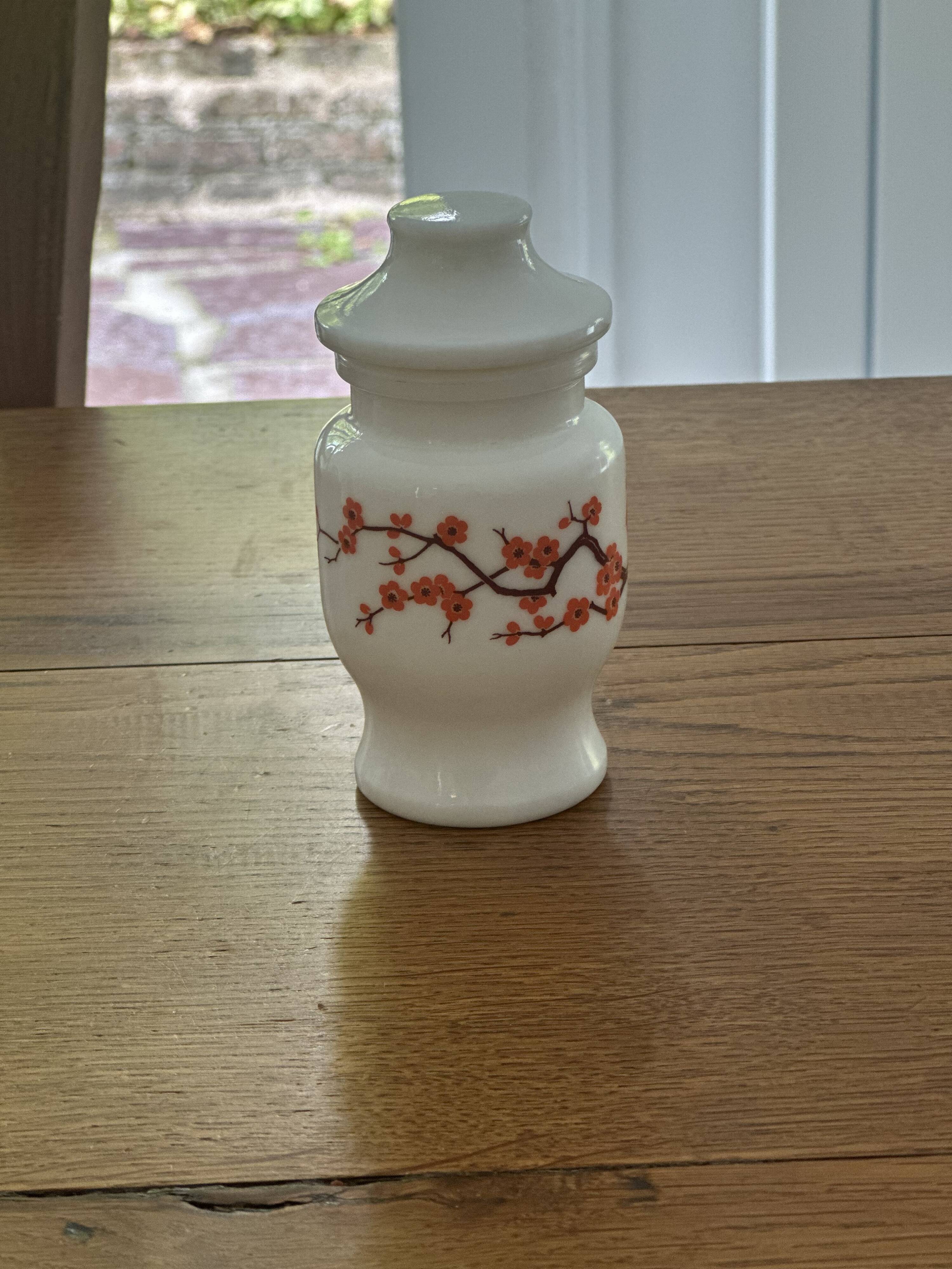 Set of 5 vintage opaline Ariel spice jars