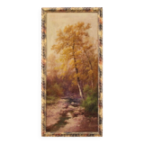 Signed painting wooded view with river from the 19th century