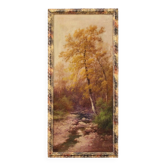 Tableau signé vue boisée avec rivière du 19ème siècle
