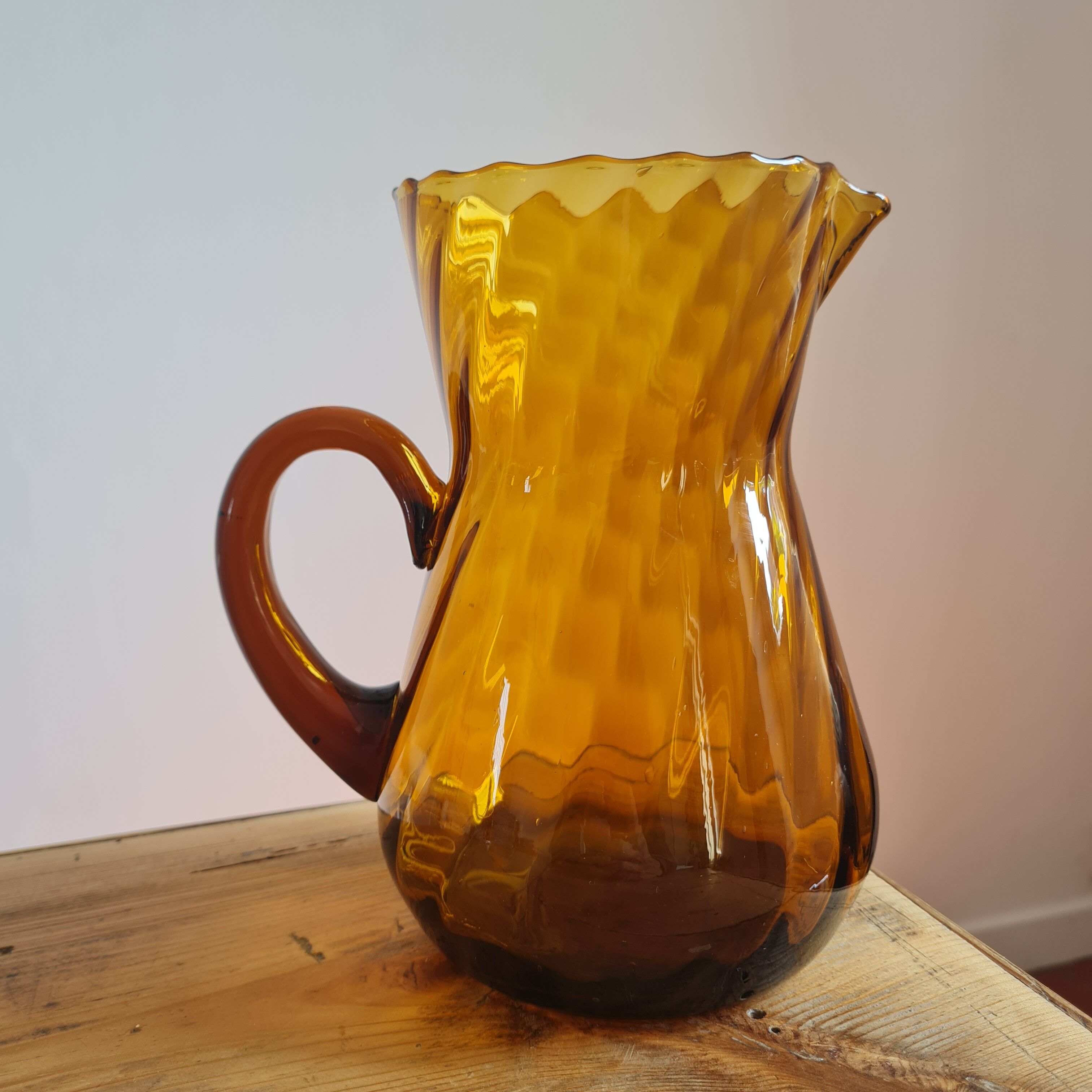 Amber blown glass decanter