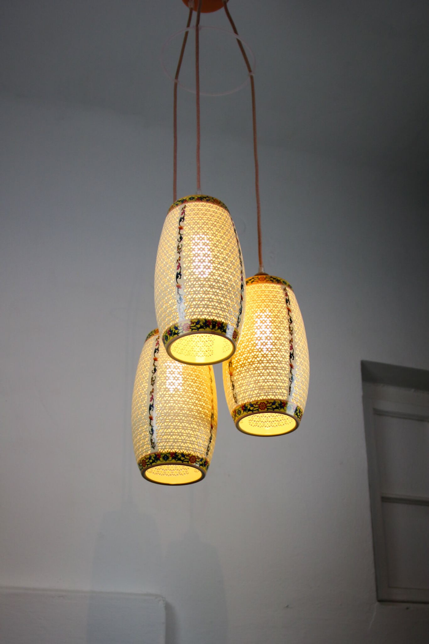 Ceramic pendant light 1980s, set of 3