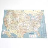 Vintage map USA 1970 America