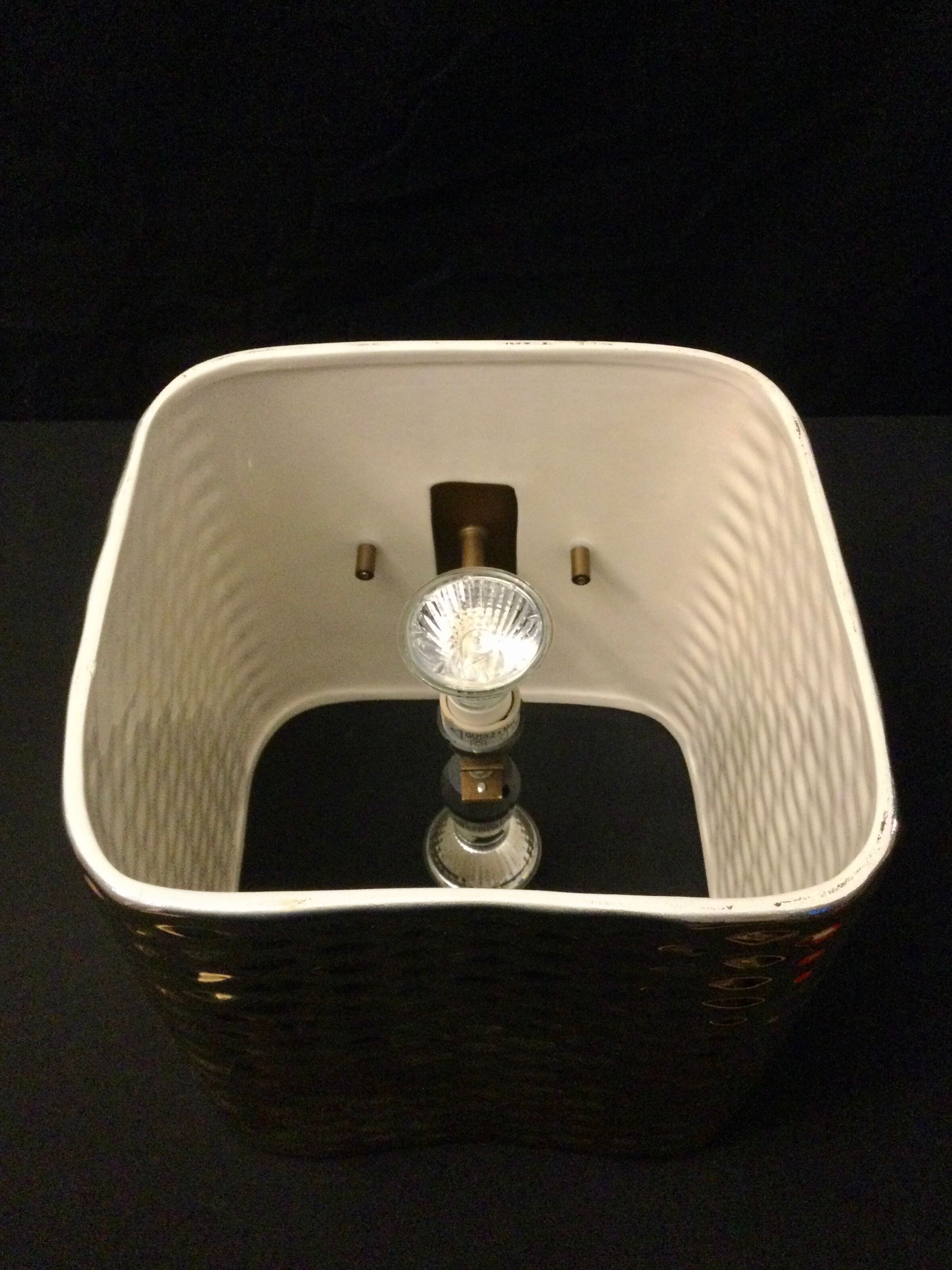 Golden ceramic cube wall light