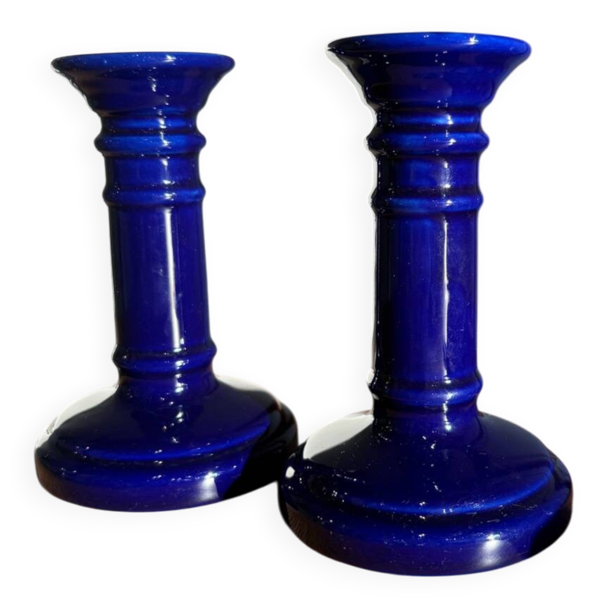 Bougeoirs bleu en porcelaine Luciano