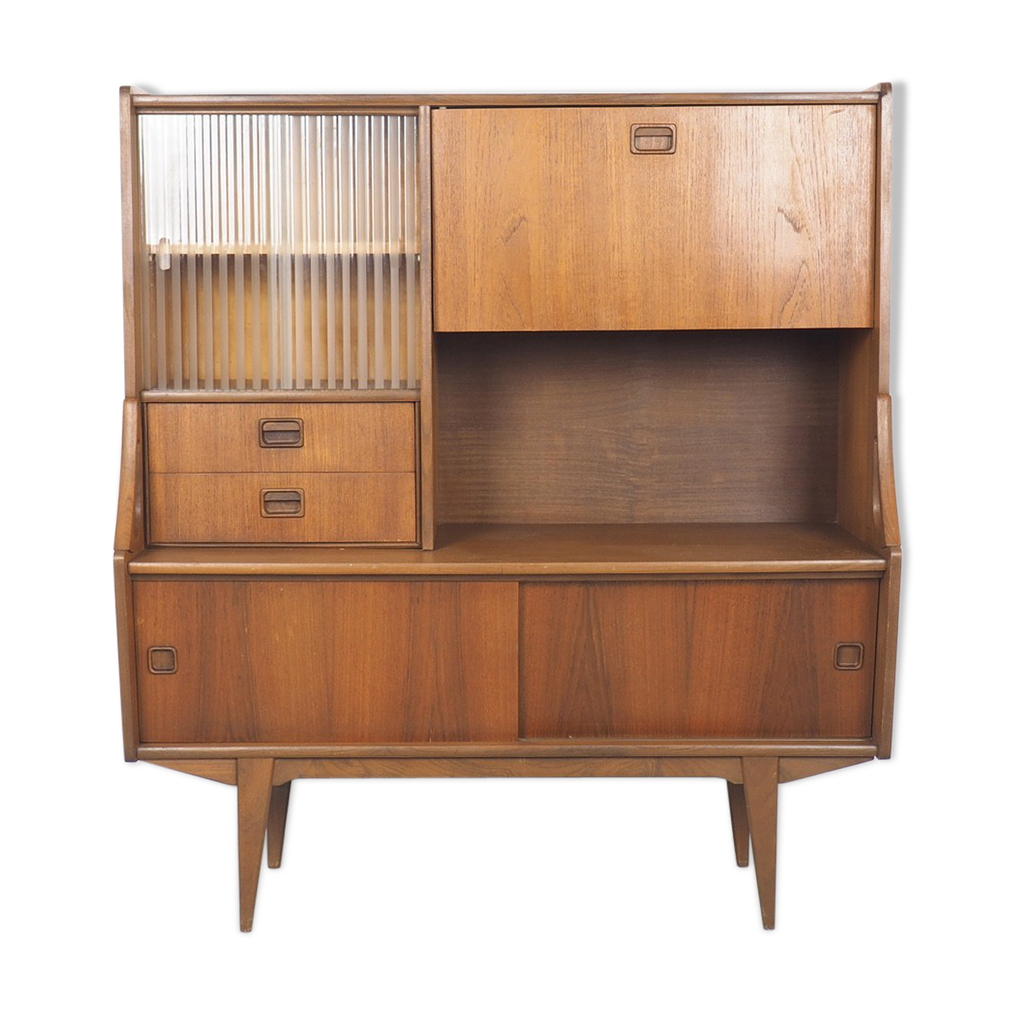 Vintage dutch teak buffet with showcase 1960