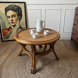 Vintage Rattan Tripod Coffee Table
