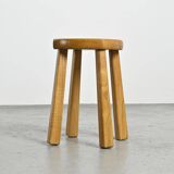 Four-legged stool in solid elm, France circa 1960