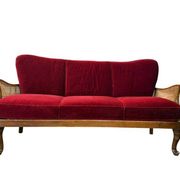 Vintage red wine baroque armchair/sofa/lounge with caning