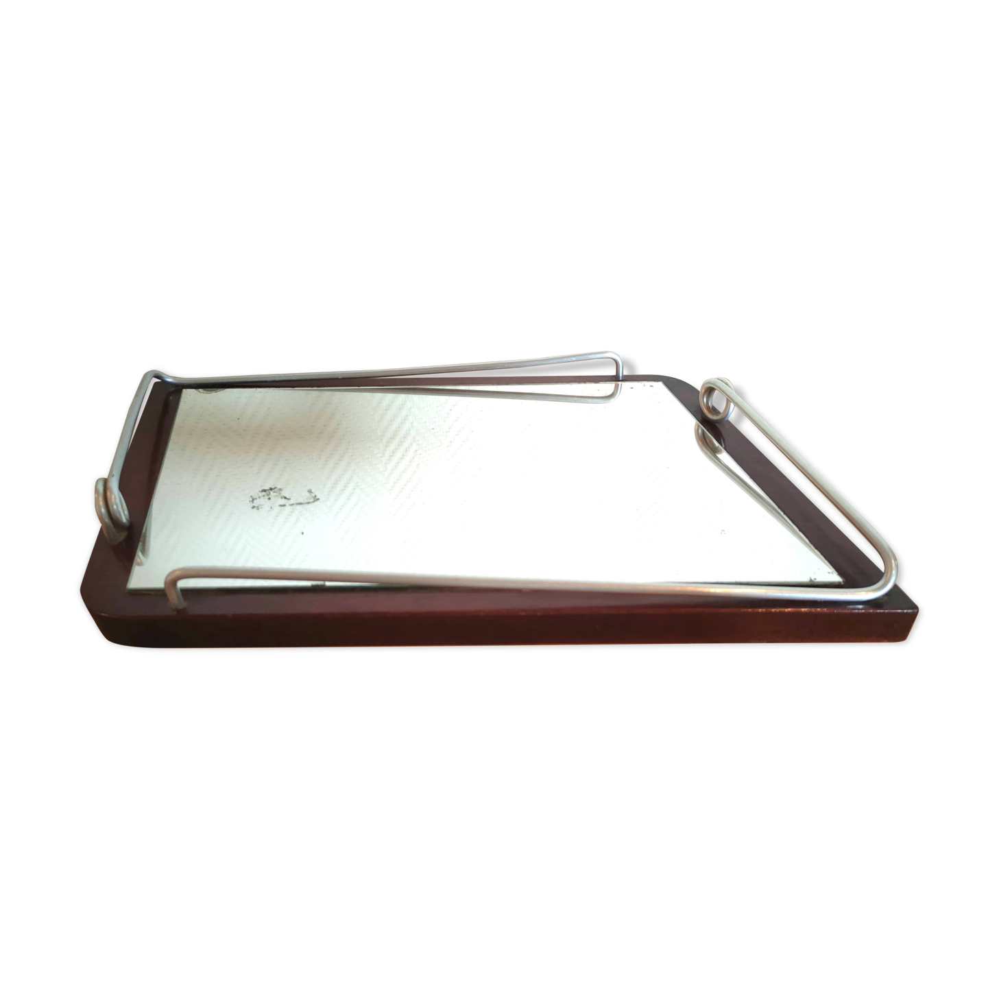 Mirror top free form wood and metal 60s