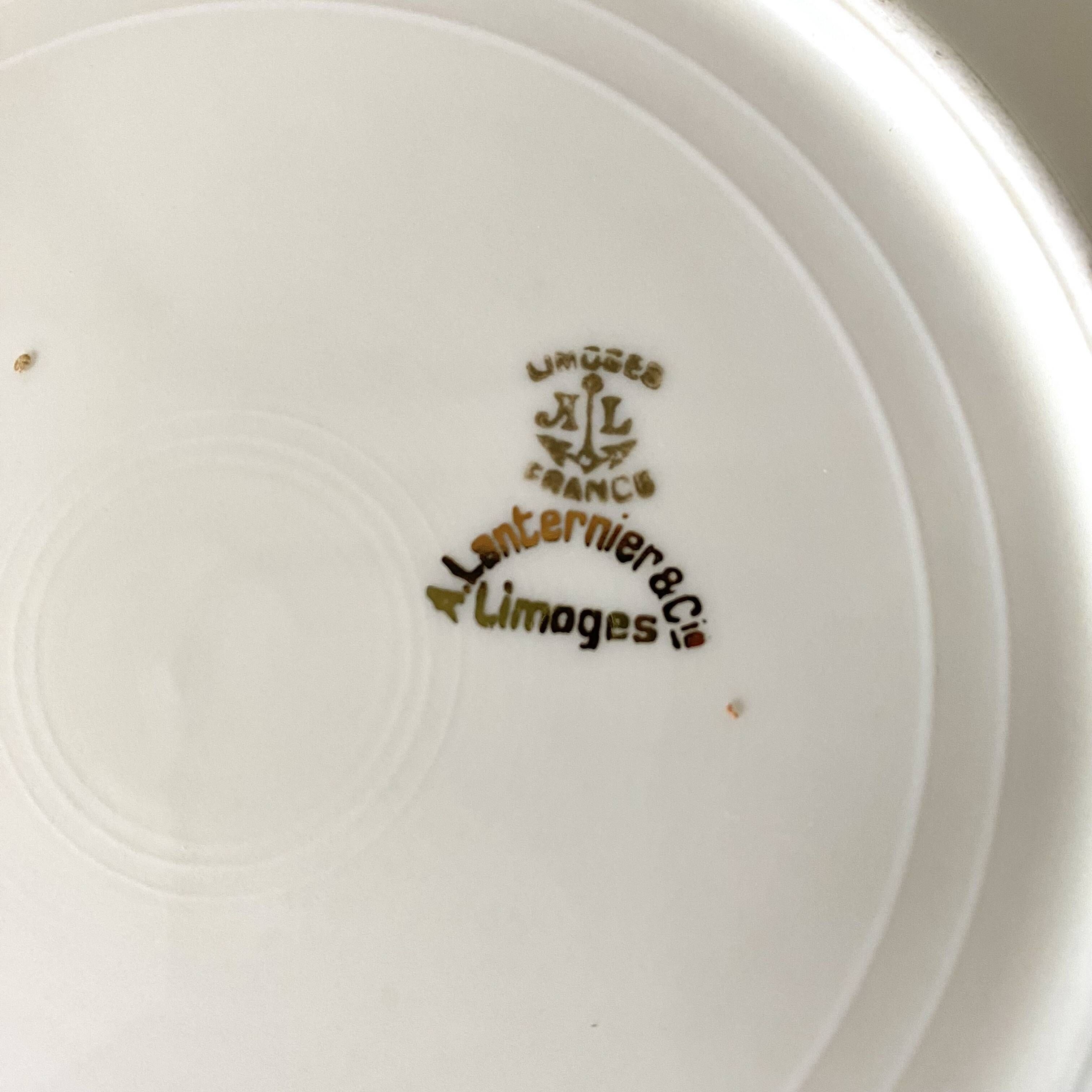 Cream and gold Limoges porcelain dessert plates