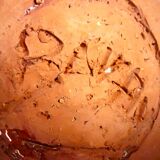 Ceramic vase, chamotte terracotta, enamelled, signature to be identified, vintage