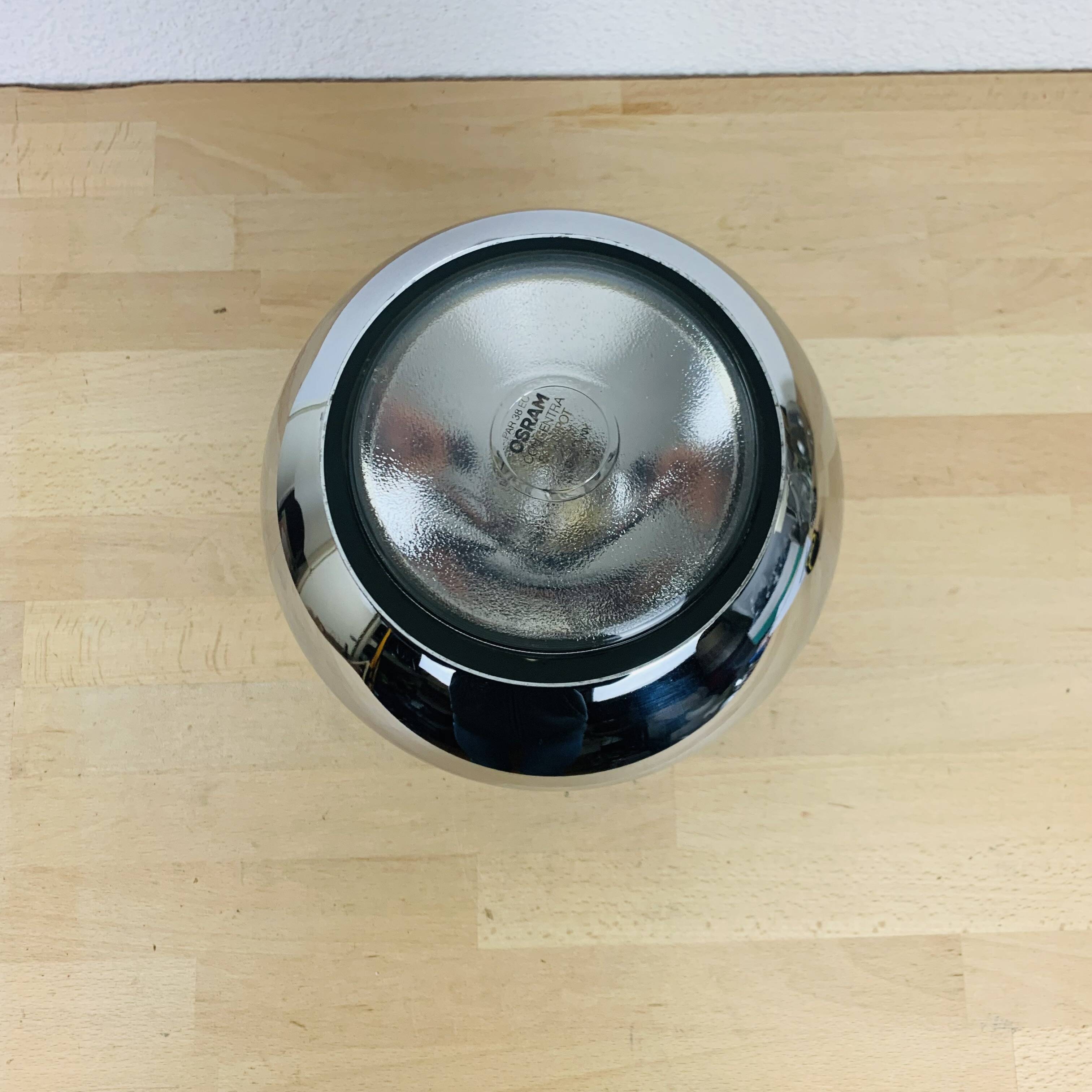 Chrome eyeball spot ceiling light Erco, 1970s