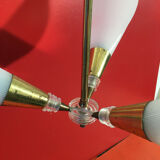 Vintage light 3 fires plastic cones gold metal