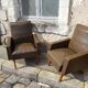 Vintage Scandinavian olive green armchairs