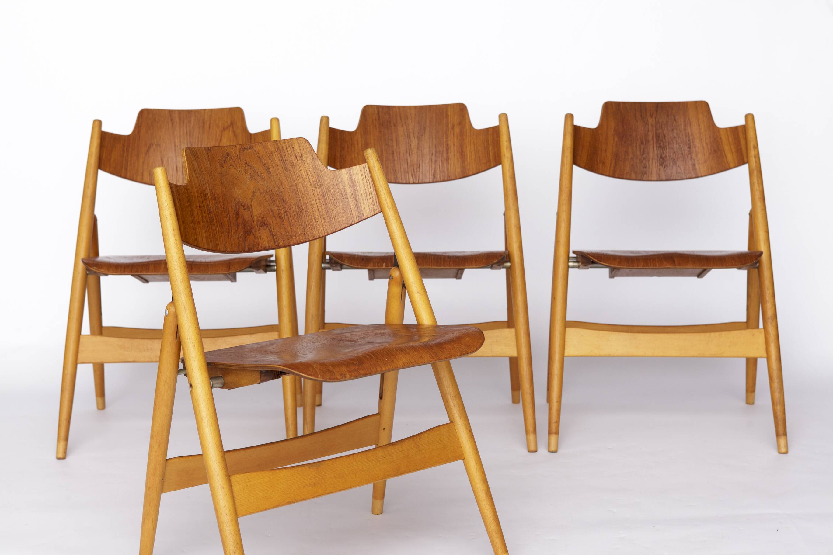 Set of 6 Egon Eiermann SE18 Folding Chairs – Wilde + Spieth, 1950s, Teak