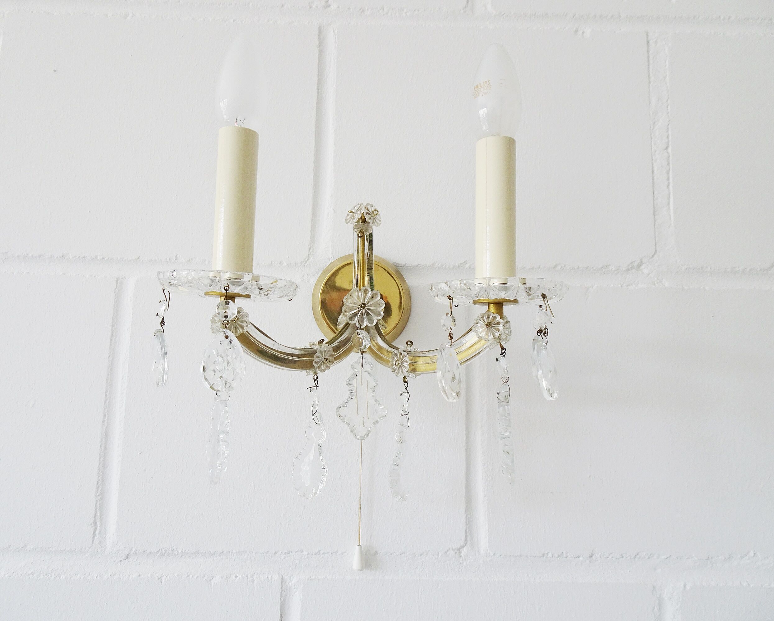 Wall lamps set made of crystal glass