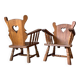 Pair of rustic oak armchairs – carved heart backrests