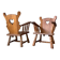 Pair of rustic oak armchairs – carved heart backrests