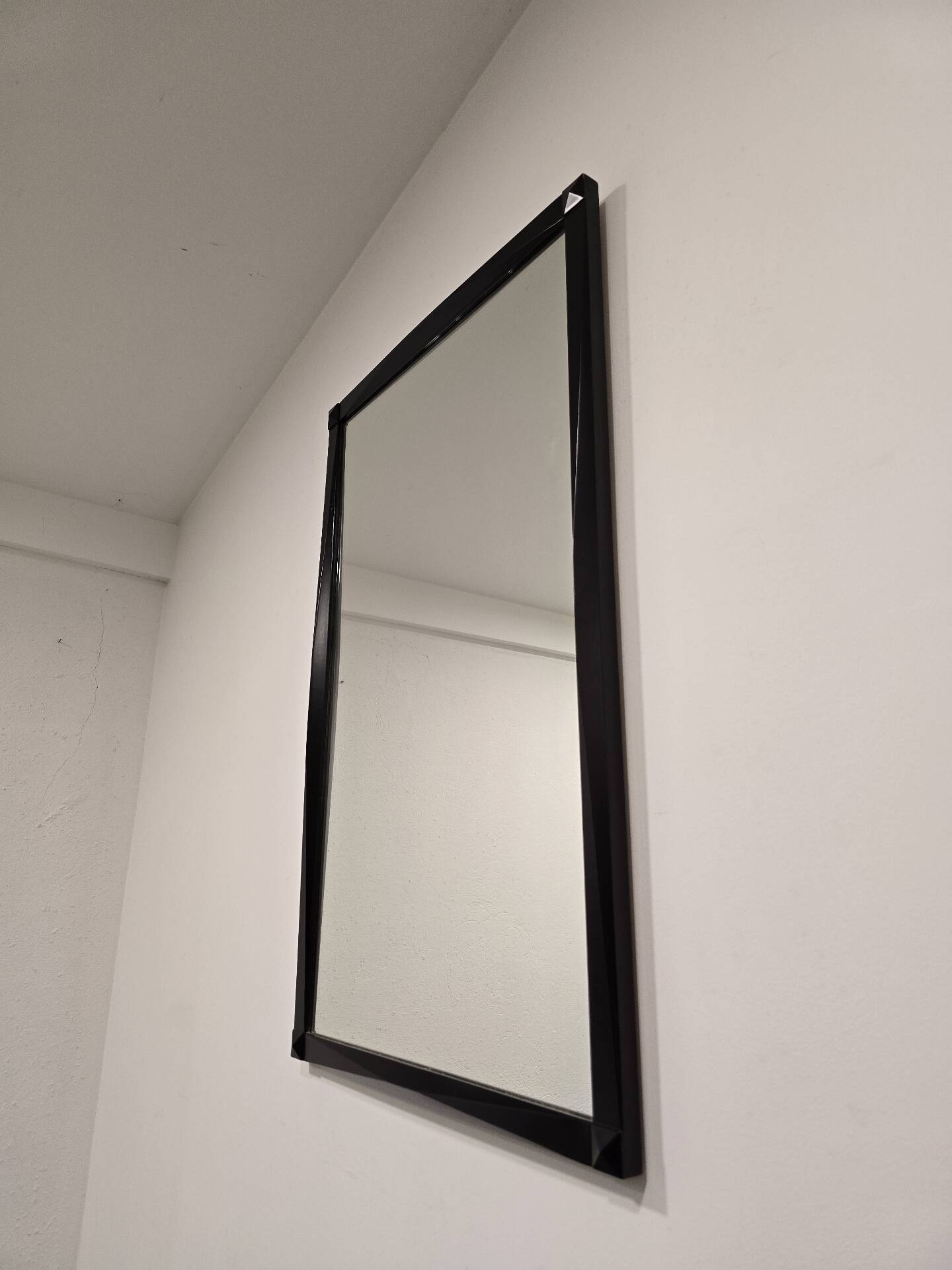 Vintage 1970s Wall Mirror with Black Wooden Frame