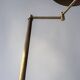 Brass reading floor lamp, adjustable arm, vintage anthracite shade.