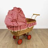 Vintage wicker doll pram cradle
