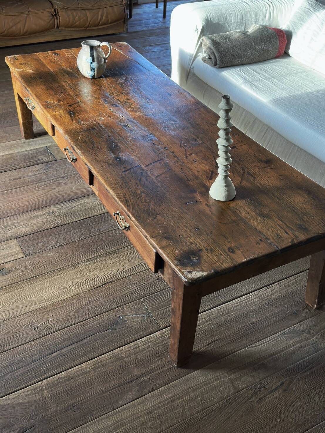 Large solid wood coffee table - old refectory table