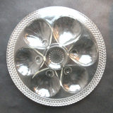 Set of 9 oyster plates in thick glass quite heavy, vintage or Art Deco