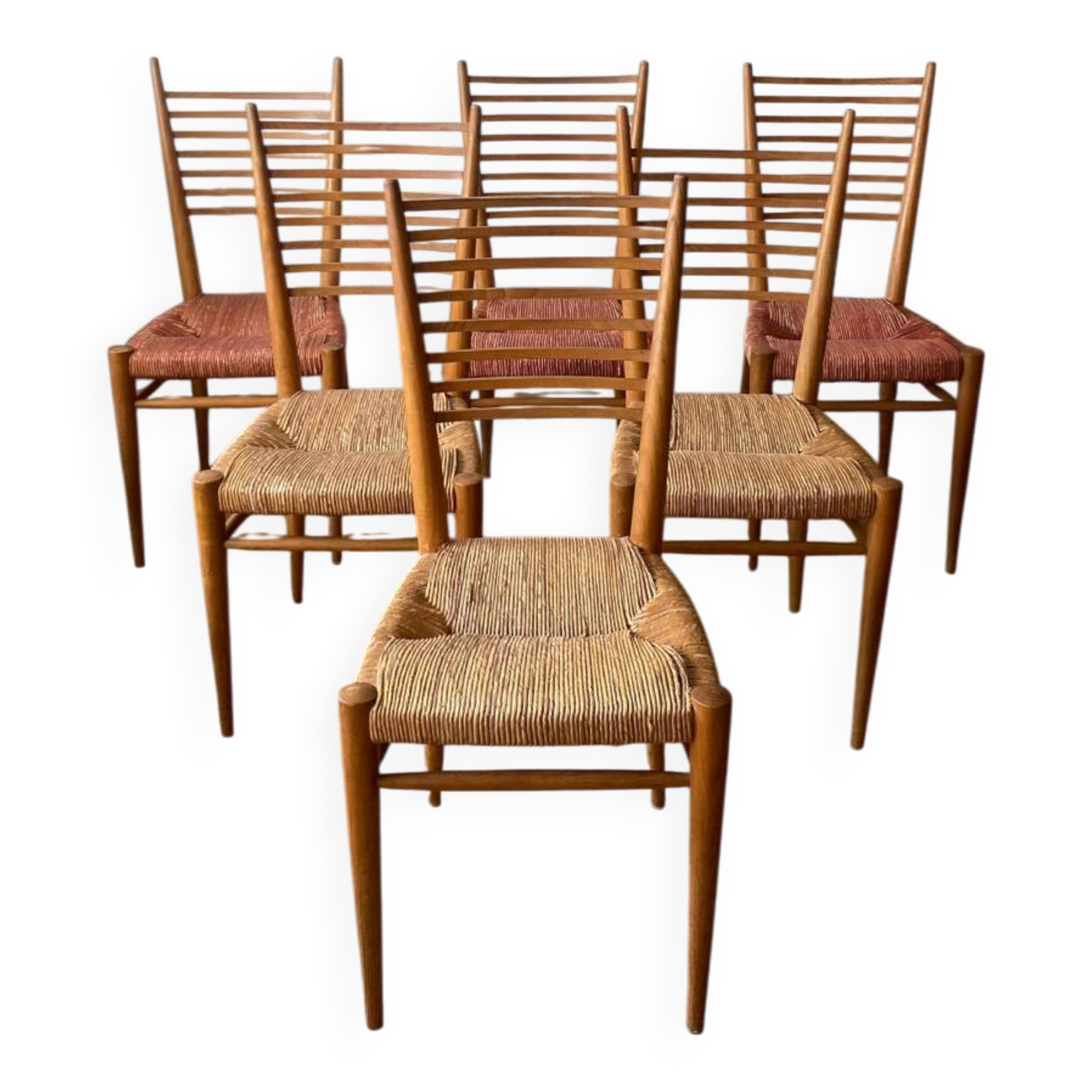 6 chaises paillées Genevieve Pons
