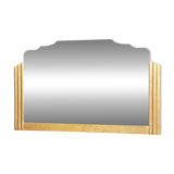 Antique large beveled mercury pediment mirror, art deco, gilded with leaf.
