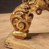 Italian lacquered and gilded round coffee table with glass top