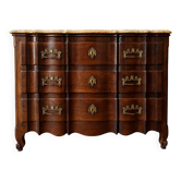 Commode Arbalète Bordelaise En Acajou Massif, Époque Louis XV