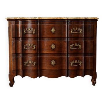 Bordeaux Crossbow Commode in Solid Mahogany, Louis XV Period