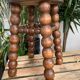 French turned wood stool 1950
