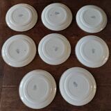 Set of eight flat plates, ironstone, Géon Rouard, Lille decoration, years.