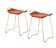 Paire de tabourets de bar couleur tabac avec finitions en laiton