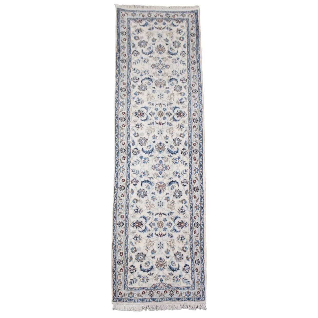 Predominantly white and blue runner 280x75cm