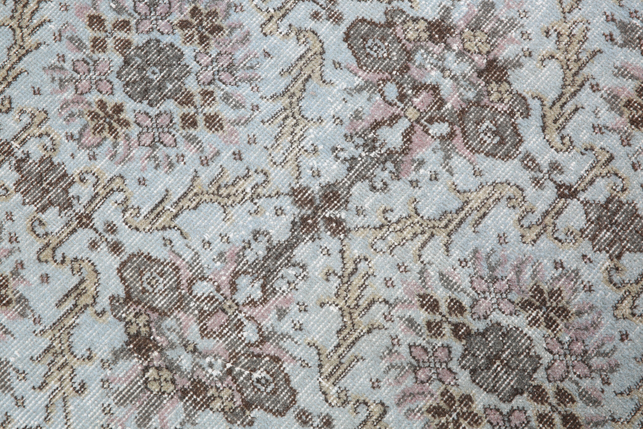 Light blue floral carpet 203x118cm
