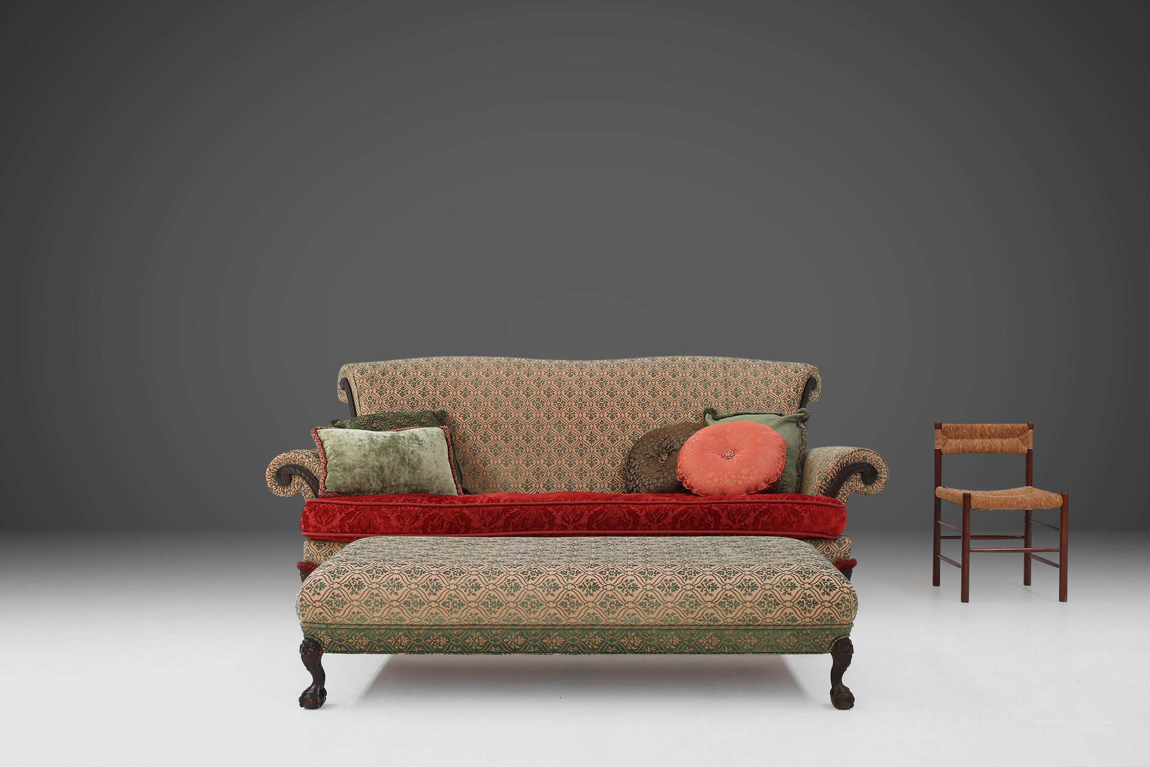 Extra large Victorian sofa and ottoman 1890