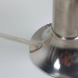 Pair of vintage futuristic style table lamps in chrome and opal glass.