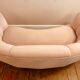 1940s Danish Banana Shaped Scalloped Sofa in Blush Pink